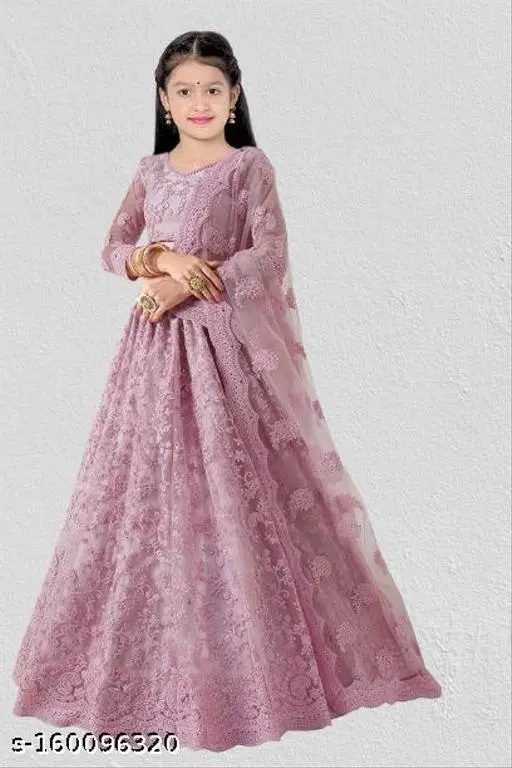 Embroidered Lehenga Choli for Women (Pink, 12-13 Years)