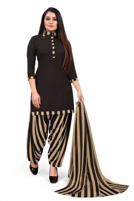 Sharda Creation Women's Dress Material (Black) (SC50)