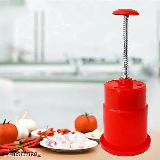 Stainless Steel Hand Press Vegetables Chopper, Red