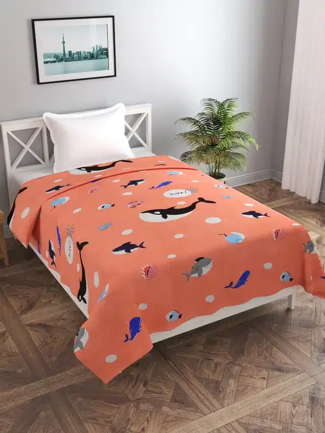 Printed Single Duvet Cover with Zipper, Multicolor, 60x90 Inches