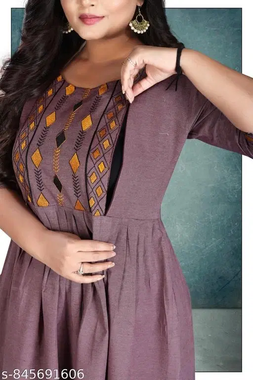 Cotton Feeding Kurti for Women (Purple, M)
