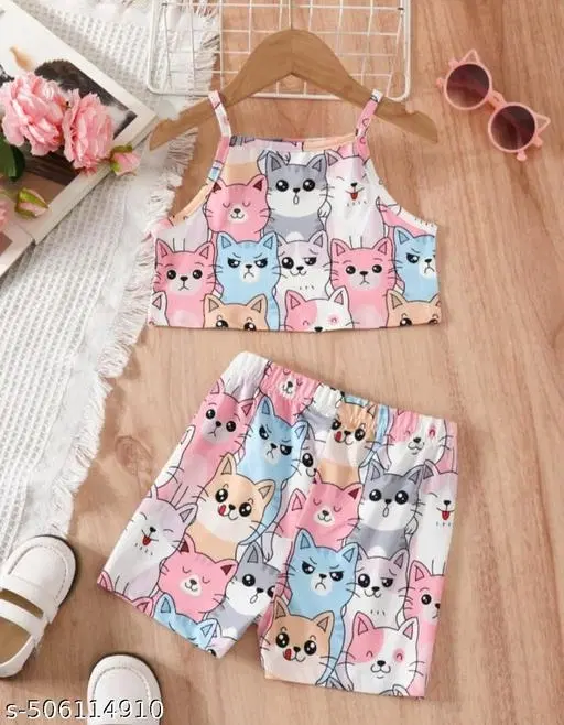 Hosiery Cotton Printed Clothing Set for Kids, Multicolor (0-3 Months)