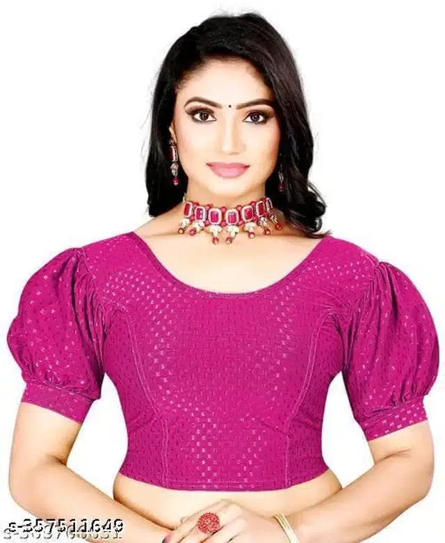 Half Sleeves Blouse for Women (Dark Pink, 28 Alterable)