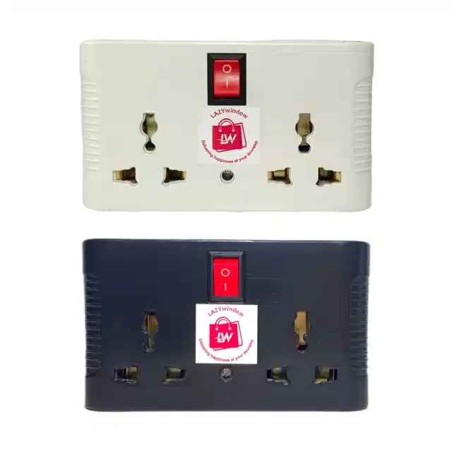 Plastic Three Pin 4 Socket Extension Board, Multicolor, Pack of 2