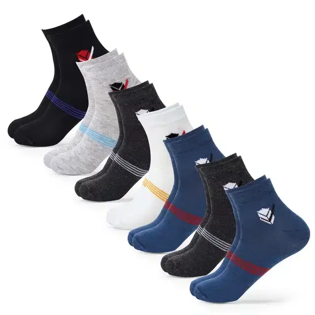 Ankle Length Socks for Men, Set of 7 (Multicolor)