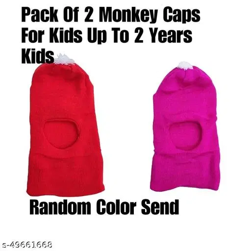 Cotton Caps for Kids, Pack of 2 (Multicolor, 0-3 Months)