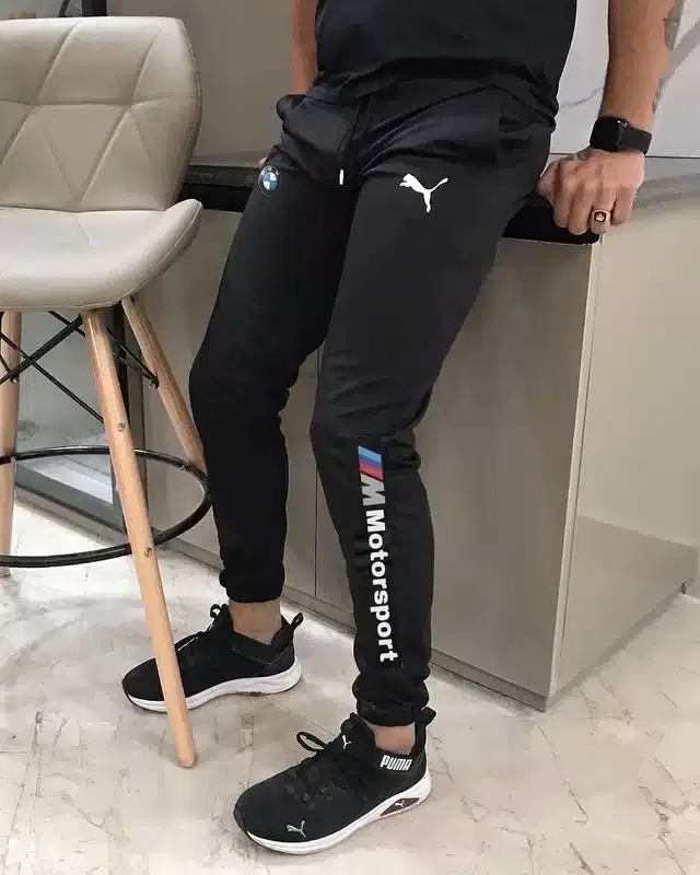 Lycra Track Pant for Men (Black, M)