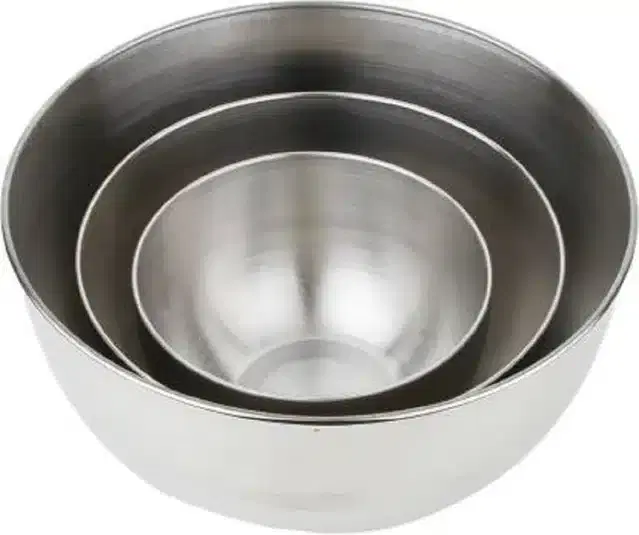 Stainless Steel Mixing Bowl Set, Silver, Pack of 3