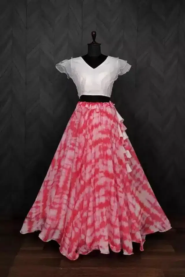 Ready to Wear Lehenga Choli for Women (Pink, XS)