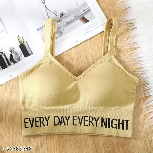 Viscose Rayon Sports Bra for Women, Yellow (30B)