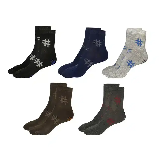 Cotton Blend Ankle Length Socks, Set of 5 (Multicolor)