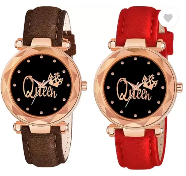 Analog Watch for Women & Girls, Pack of 2 (Multicolor)
