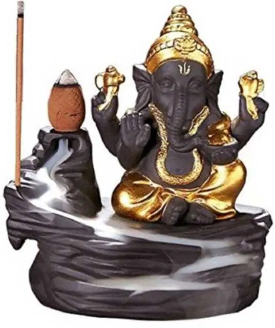 Lord Ganesha Smoke Fountain Inscence Holder For Decoration, Pack Of 1, Black, RS-006