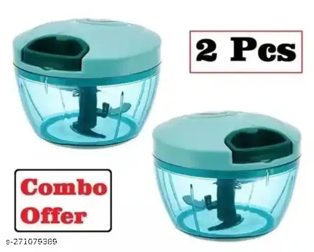 Plastic Manual Chopper, Sky Blue, 450 ml, Pack of 2