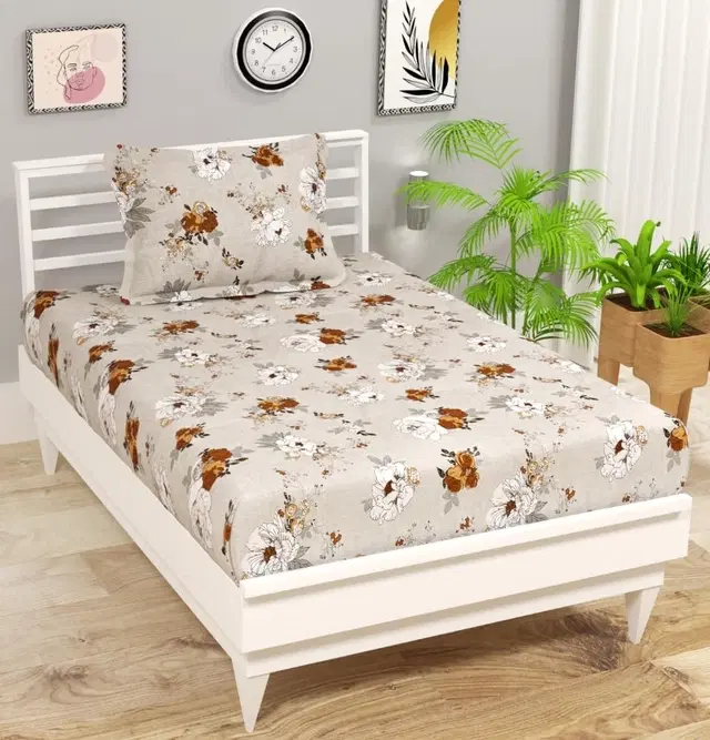 SimpleHome Microfiber Single Bedsheet Floral Blue 60x88inch