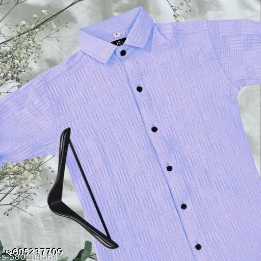 Solid Cotton Blend Spread Collar Long Sleeves Shirt for Boys (Purple, 14-15 Years)