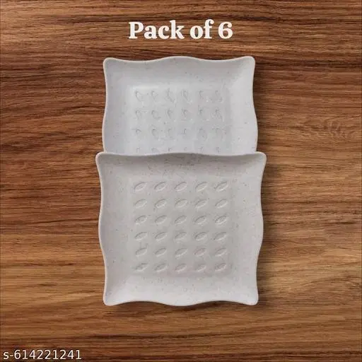 Plastic Plates for Kitchen, White, Pack of 6