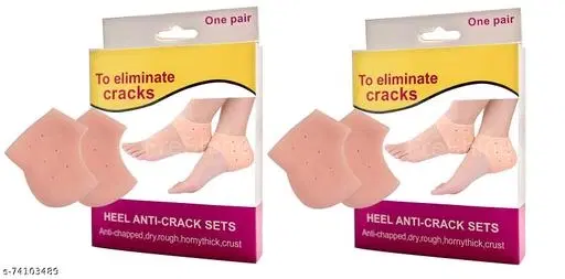 Silicone Orthopedic Gel Heel Pad Socks for Pain Relief, Beige, Set of 2