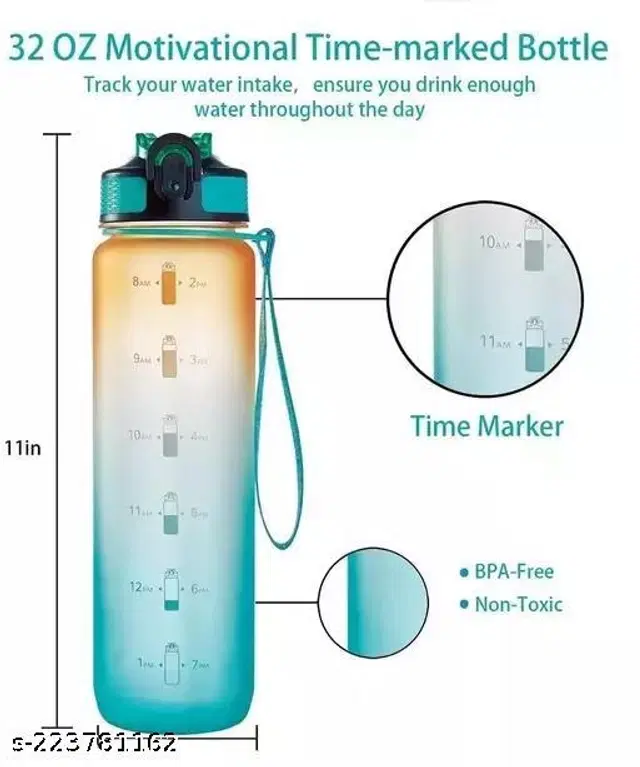 Plastic Water Bottle, Multicolor, 1000 ml