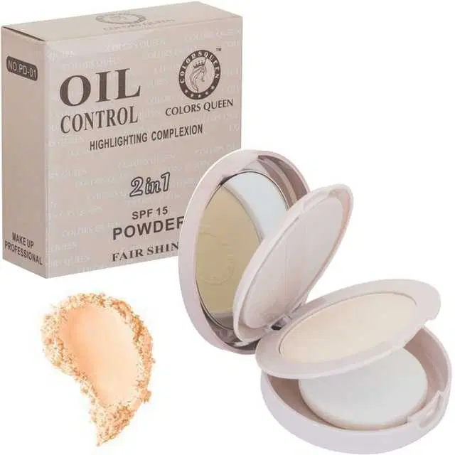 1 Colors Queen Oil Control 2 In 1 Fair Shine Highlighting Complexion Spf 15 Compact Powder, R829