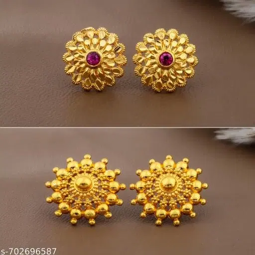 Premium Quality Gold Finish Stud Earrings Combo
