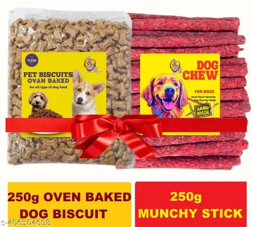 Combo of Dog Muchy Stick with Crunchy Dog/Puppy Biscuits Eack ,(250g +250 g) Pack Of 1