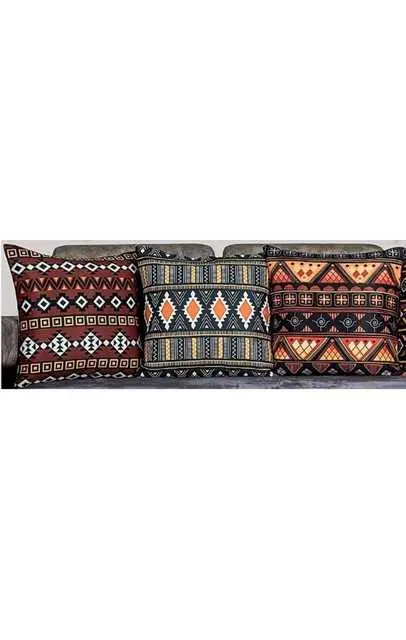 Cushion cover with zip Closure, Set of 5, 16 X 16 Inches, Multicolor, A-326