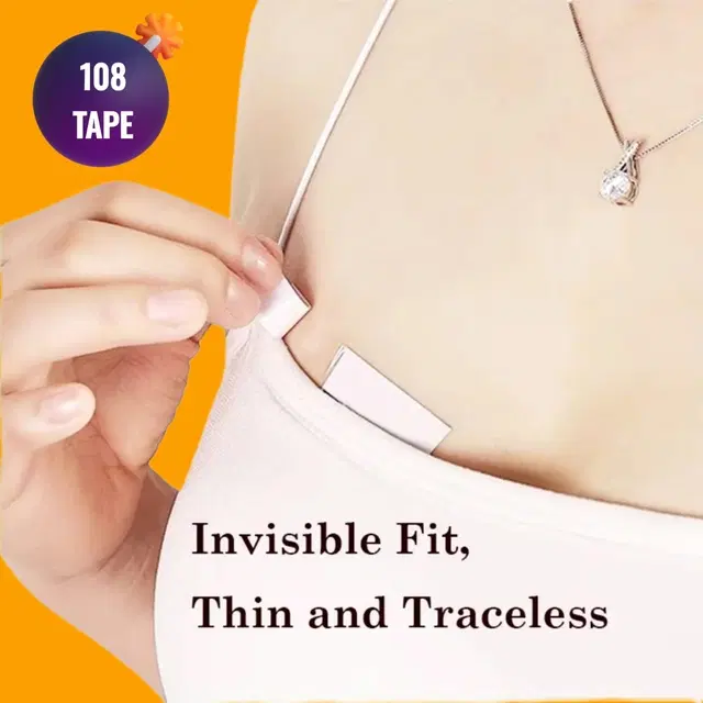 Acrylic Film Clothing 108 Double Sided Tape Strips, Transparent, Set of 1