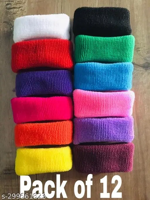 Polyester Hair Ties for Women, Pack of 12 (Multicolor)