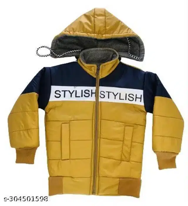 Nylon Full Sleeves Hooded Jacket for Girls (Navy Blue & Yellow, 0-3 Months)