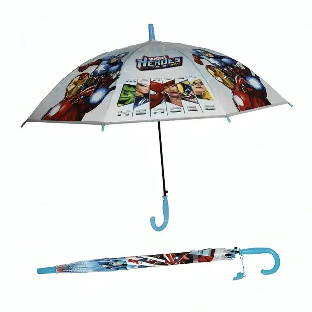 Superhero Theme Umbrella for Kids Boys/PVC Cartoon Umbrella, Pack of 1