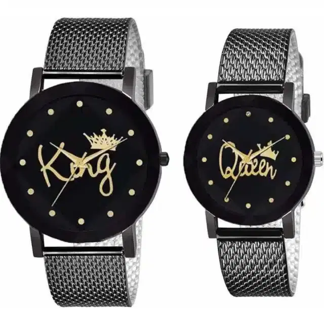 Couple Analog Watches, Pack of 2 (Black)