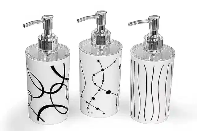 Plastic Soap Dispenser Bottle, Pack of 3, White, 250 ml