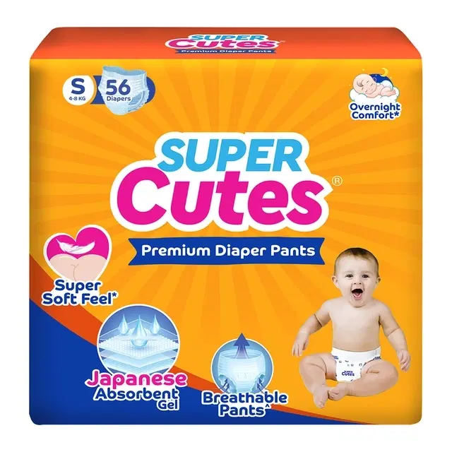 Super Cutes Baby Diaper, 56 Diapers (Small)