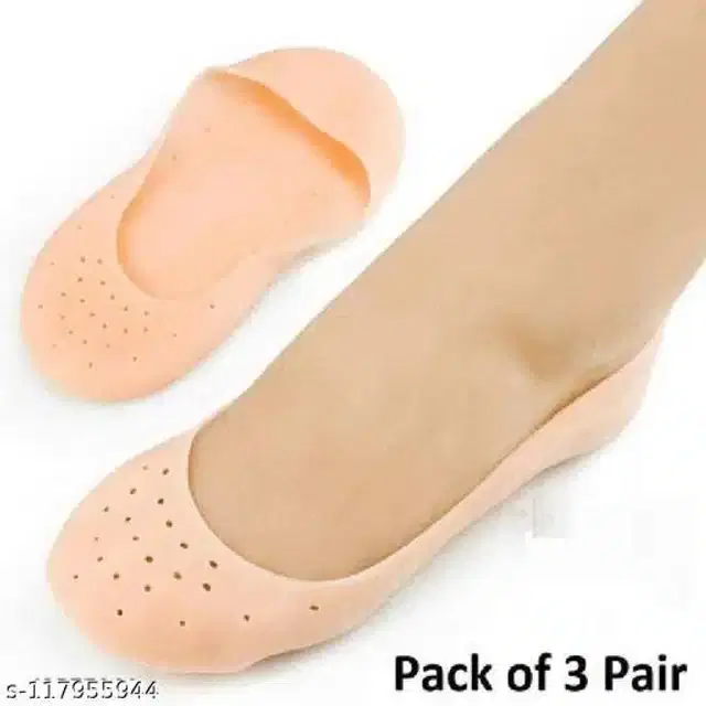 Moisturizing Silicon Gel Socks, Beige, Set of 3