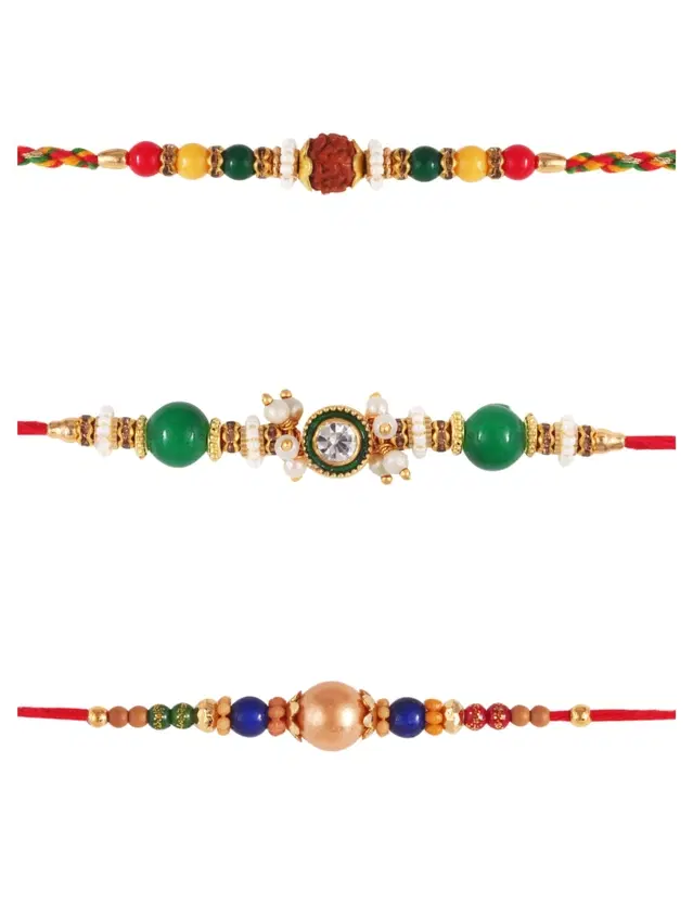 Designer Rakhi for Rakshabandhan, Multicolor, Pack of 3