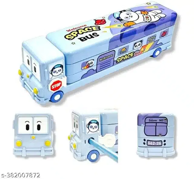 Bus Shape Pencil Case, Blue