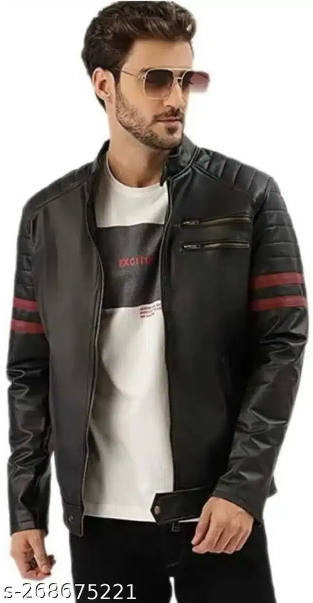 Leather Jacket for Men (Black, M)