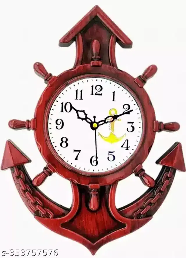 Plastic Analog Wall Clock, Brown & White