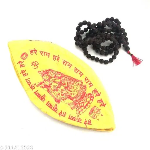 Black Rudraksha Mala 7-8mm Beads Wood Necklace for Men