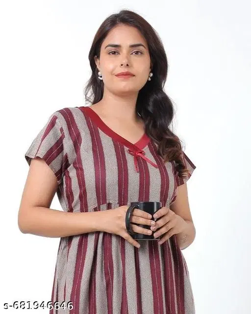 Satin Soft & Attractive Nightdress for Women & Girls , Pink (M)