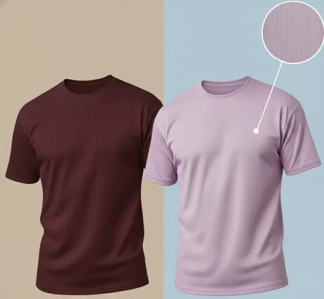 Polyester Round Neck T-shirt for Men, Multicolour, Pack of 2 (M)