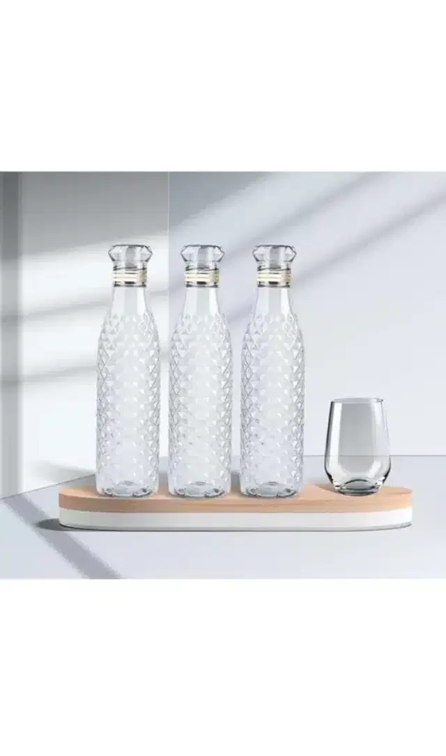 Plastic Water Bottle, Pack of 3, 1000 ml, Multicolor