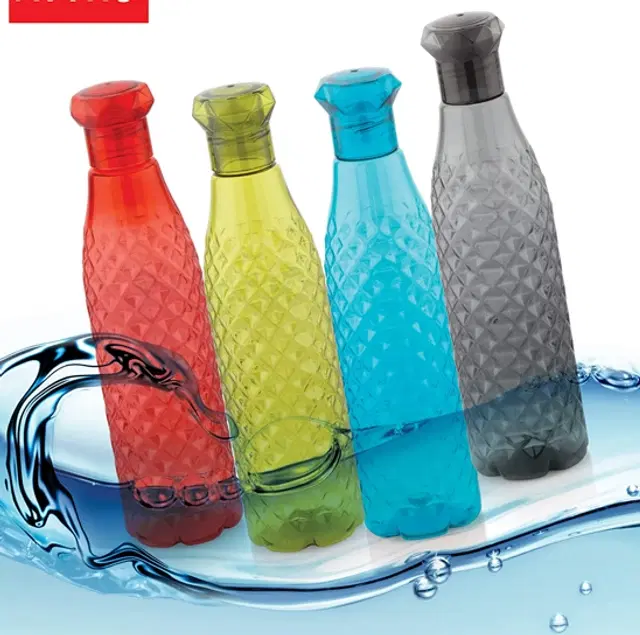 Plastic Water Bottle, Multicolor, 1000 ml, Pack of 4