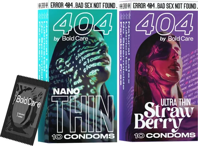 Bold Care 404 Super Nano Thin Condoms + Super Ultra Thin Strawberry Flavored Condom (Set of 2, 20 Sheets)