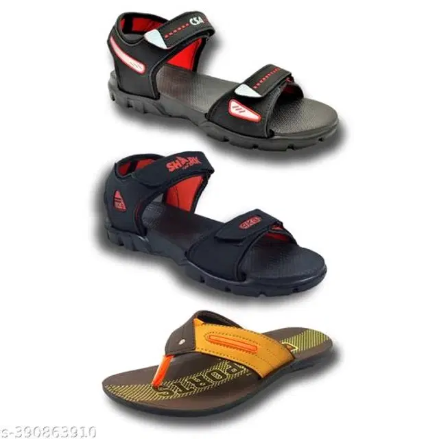 Sandals with Flipflop for Men, Pack of 3 (Multicolor, 6)
