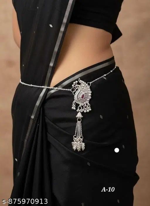 Kamarband for Girls and (Silver, Free Size)