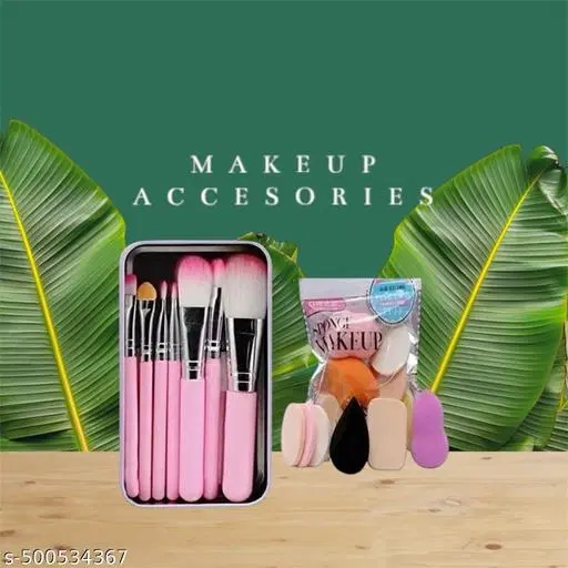 Makeup Blender Set with 7 Pcs Makeup Brushes, Multicolor, Set of 2