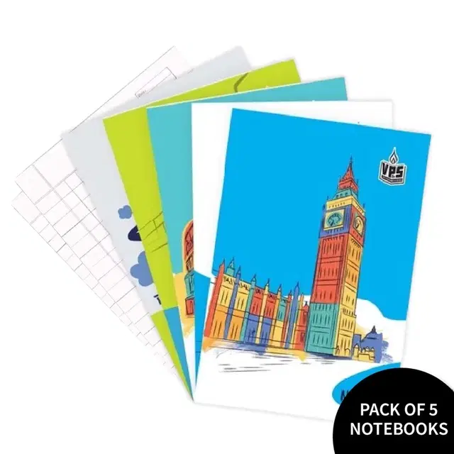 VPS 112 Pages Square Boxes Notebooks18x24, Pack of 5