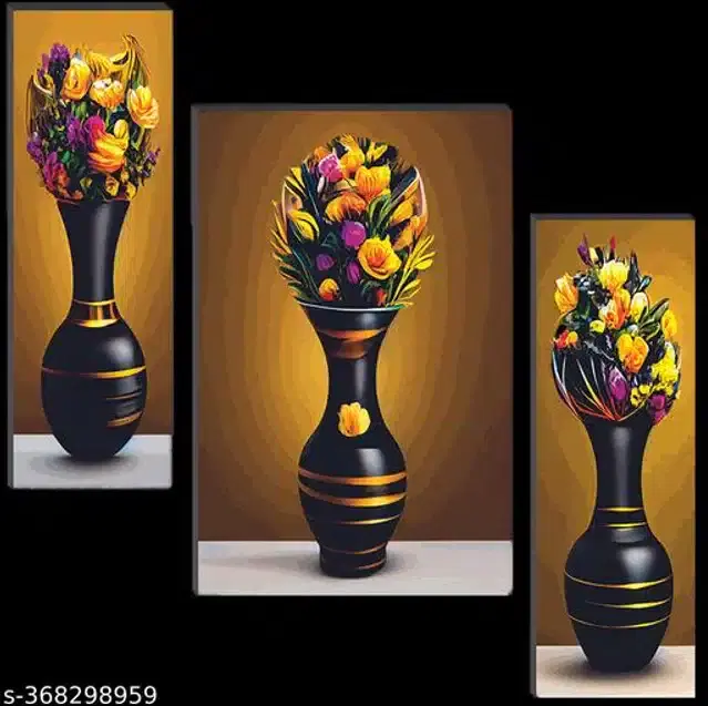 MDF Wooden UV Coated Digital Painitings, Multicolor, 12x18 inches, Pack of 3